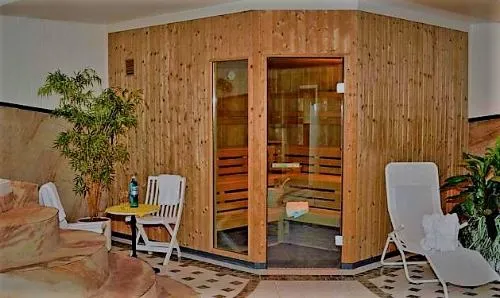 Sauna with loungers at Seepark Hotel